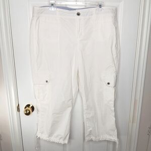 Tommy Hilfiger Cargo Capris Capri Pants Cotton White Women's Plus Size 16